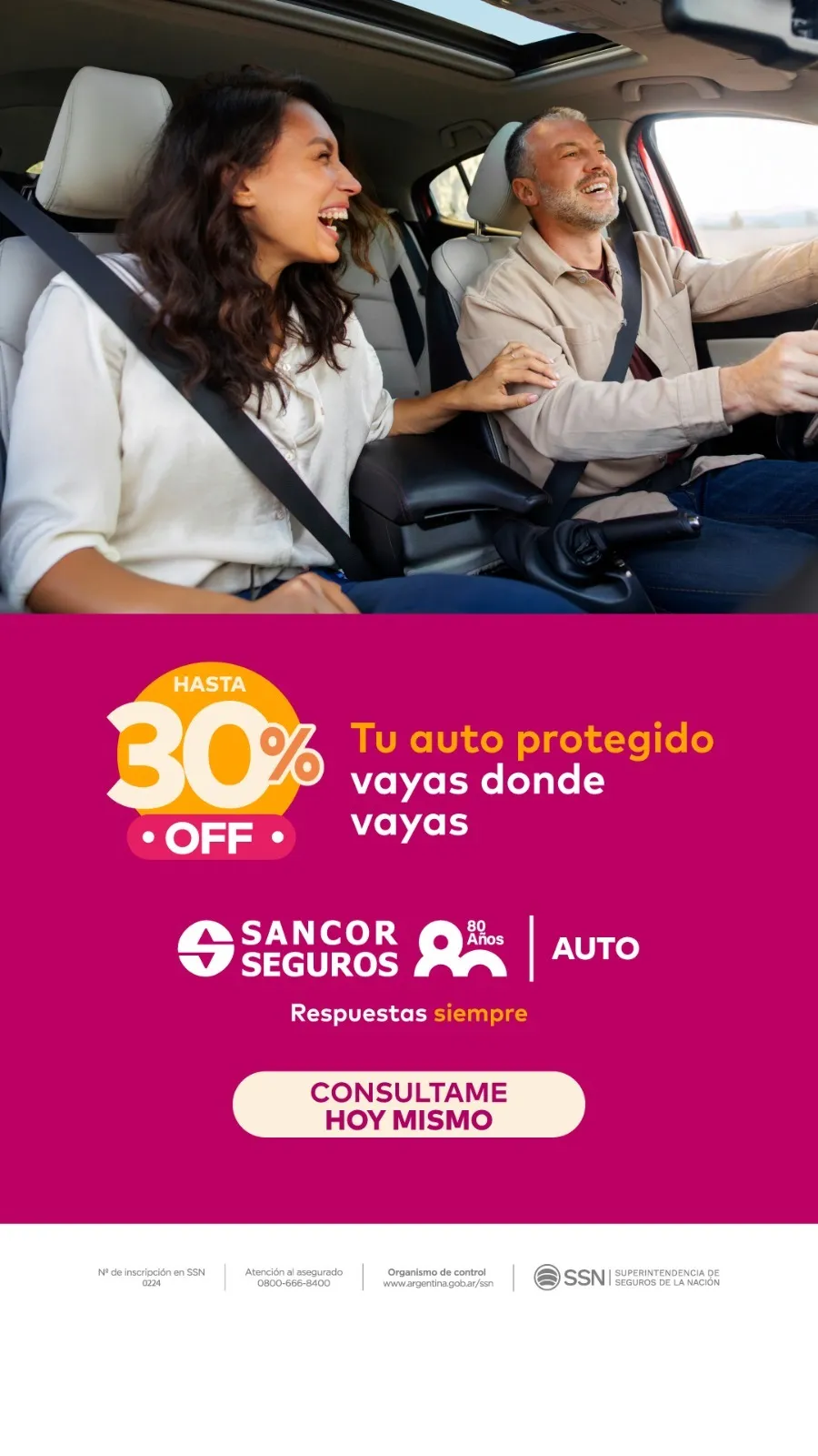 Sancor Seguros Auto: hasta 30% off, tu auto protegido vayas donde vayas